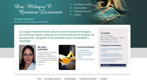 Diseño de Página Web Dra. Milagro Quintero